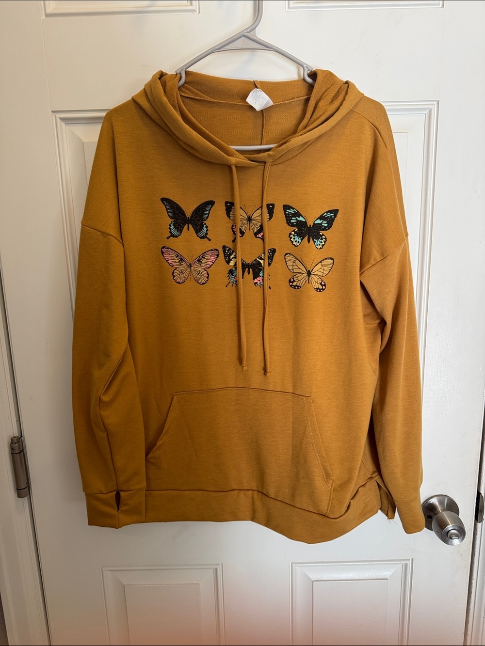 Sew In Love Mustard Butterfly Hoodie Sweater